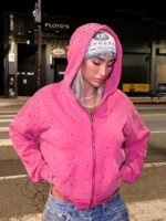 77 Pink zipup Hoodie